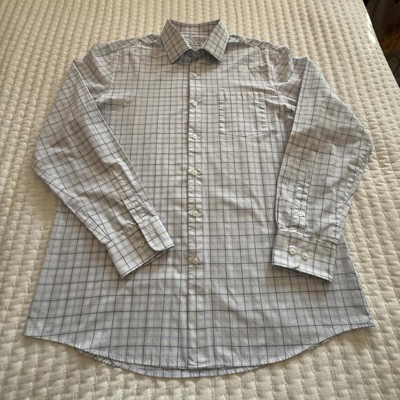 Haggar Slim Fit Blue White Men's Long Sleeve Button Up Shirt 16 - 16 1/2 34 -35 - Picture 1 of 12